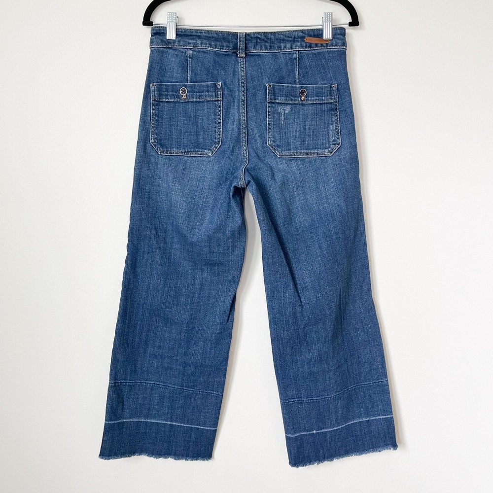 Pilcro & the Letterpress Mid Rise Wide Leg Crop Denim Jeans Raw Hem Womens 28 - Picture 5 of 14
